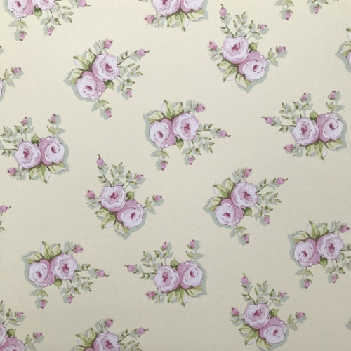 Papier scrapbooking 30.5 x 30.5 cm mini fleurs roses rose fond vert clair