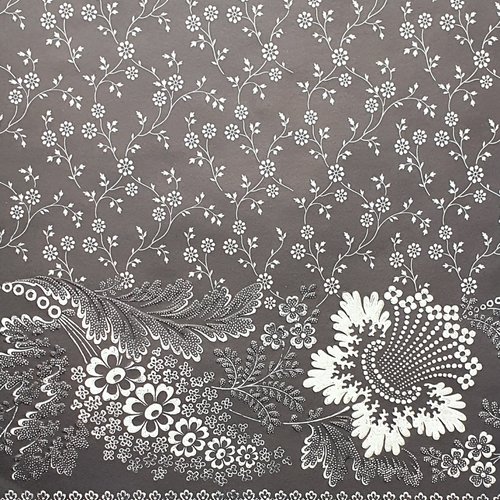 Papier scrapbooking embossed 30.5 x 30.5 cm wallpaper hibiscus coll. carol wilson usa fleurs noir blanc