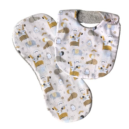 Kit bavoir naissance & bavoir d'épaule "rêverie"