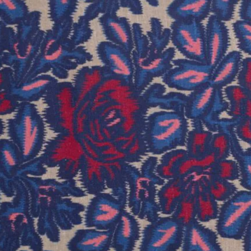 Tissu lin fleuri coloré, tissu à motifs fleurs, fibre textile, rideau siège tenture, textile ameublement, garniture, etoffe,