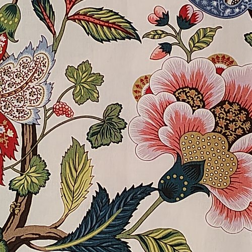 Tissu coton imprimé fleuri, tissu à motifs fleurs, fibre textile, rideau siège tenture, textile ameublement, garniture, etoffe,