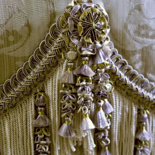 Gland de cle 11.50cm volanges, cordelière rideau, décor textile, cordon tressé, attache rideau, passementerie, rembourrage,