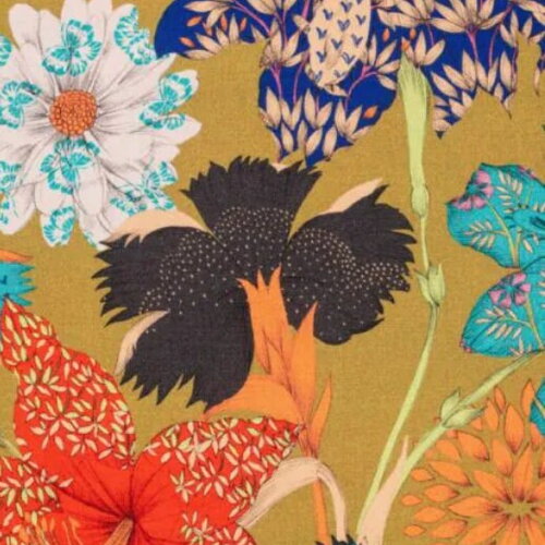 Tissu coton imprimé à fleurs, tissu à motifs, fibre textile, rideau siège tenture, textile ameublement, garniture, etoffes,