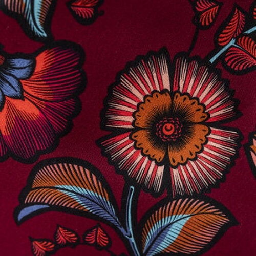 Tissu coton imprimé à fleurs, tissu à motifs, fibre textile, rideau siège tenture, textile ameublement, garniture, etoffes,
