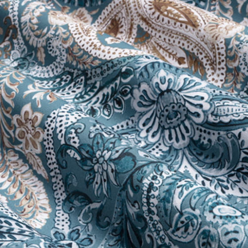 Tissu coton imprimé cachemire, tissu à motifs fleurs, fibre textile, rideau siège tenture, textile ameublement, garniture, etoffe,