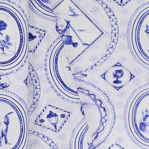 Tissu coton toile de jouy 150cm, tissu italien, textile grande largeur, rideaux et sièges, garniture, rembourrage, agréaments, etoffe,