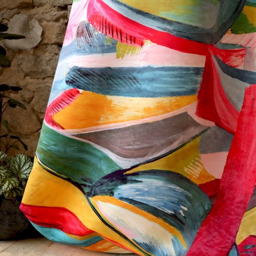 Velours ameublement multicolore, tissu siège tapissier/mètre, savoir-faire français, coupon de tissu,