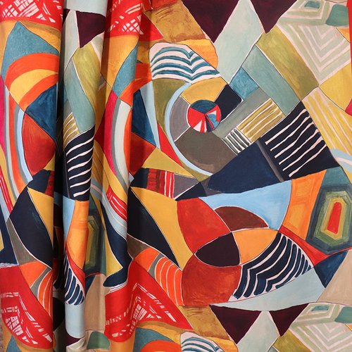 Velours ameublement multicolore, tissu siège tapissier/mètre, savoir-faire français, coupon de tissu, géométrique,