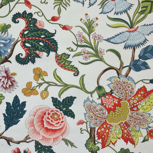 Coton ameublement multicolore, tissu siège tapissier/mètre, savoir-faire français, coupon de tissu, fleurs