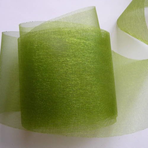 1 m ruban organza grande largeur (7 cm) couleur vert kaki 