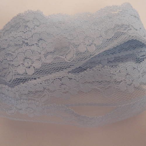 3,30 m de jolie dentelle fine, 2 cm de largeur, couleur bleu layette