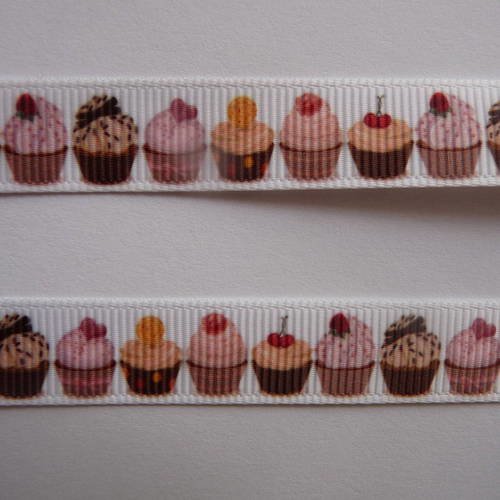 Ruban gros grain motifs cupcakes 