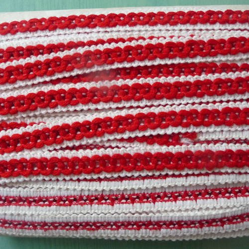 12 m galon ancien passementerie bicolore rouge et blanc