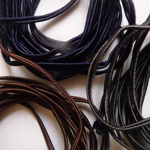 3 galons soutache couleurs foncées (marron, bleu-marine, gris foncé)  - 3 m  chacun - passementerie - broderie - couture