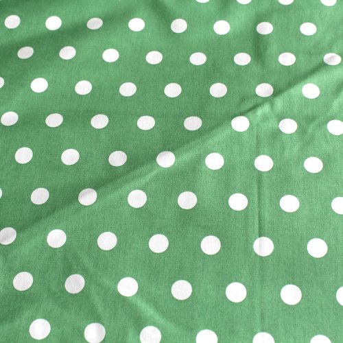 Tissu enduit pois vert et blanc 50x70 cm