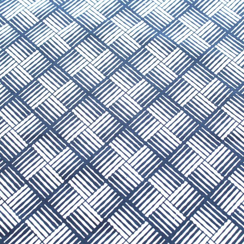 Coupon tissu ameublement graphique bleu et blanc 50x65 cm