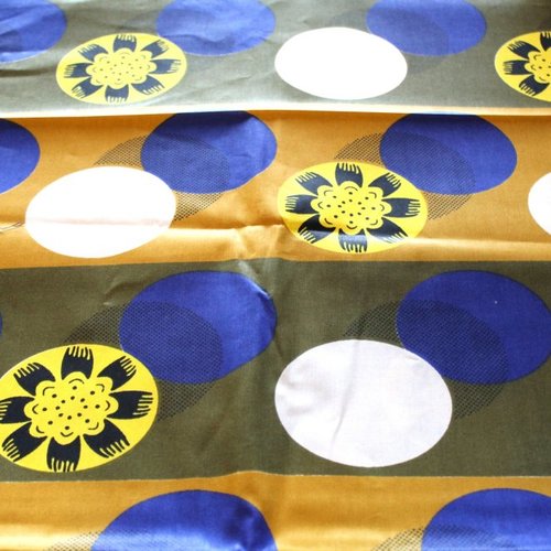 Coupon tissu 50x55 cm imprimé wax jaune et bleu