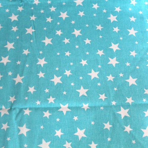 Tissu étoiles bleu /vert et blanc 50x70 cm
