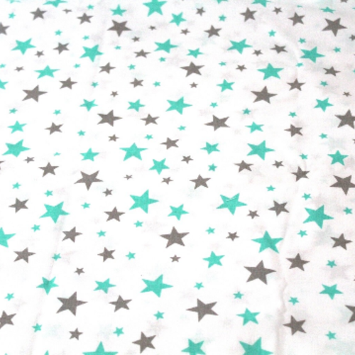 Tissu étoiles blanc et turquoise 50x80 cm