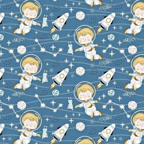 Coupon tissu enfant cosmonaute  50x80 cm
