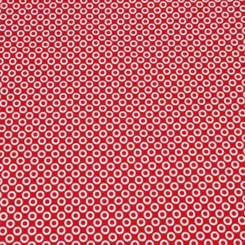 Coupon tissu cercles rouge et blanc 50x80 cm