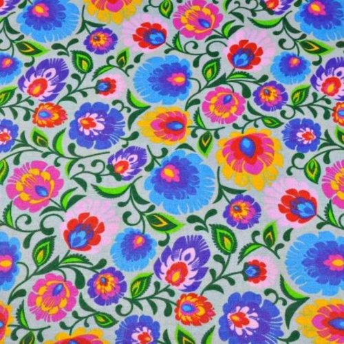 Tissu coton fleurs folk 50x80 cm