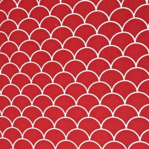 Coupon tissu éventails rouge 50x70 cm