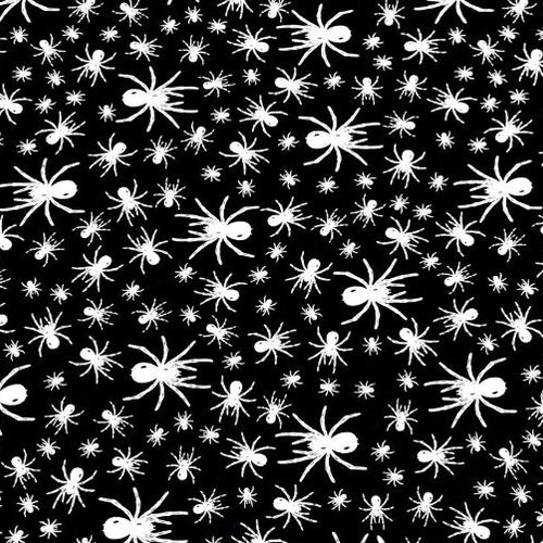 Coupon tissu araignées noir et blanc 50x80 cm