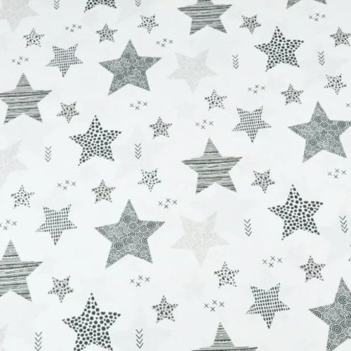 Tissu étoiles noir et blanc 50x80 cm