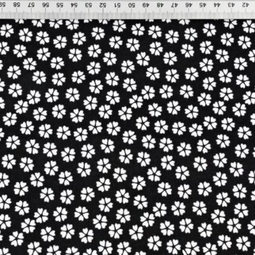 Tissu coton fleurs noir et blanc 50x70 cm