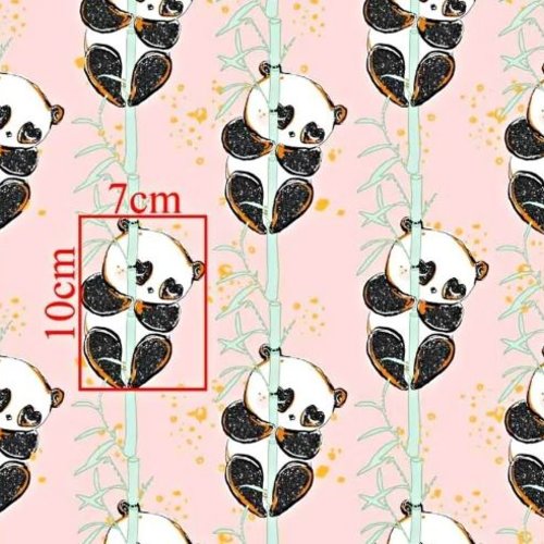 Coupon tissu enfant pandas rose 50x80cm