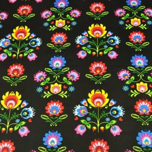 Tissu coton fleurs folk 50x80 cm