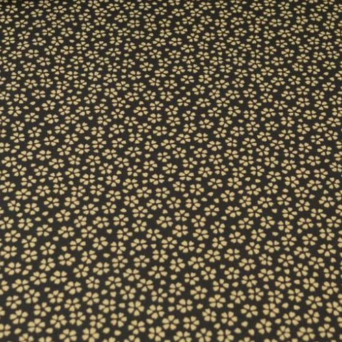 Tissu coton fleurs noir et jaune 50x70 cm