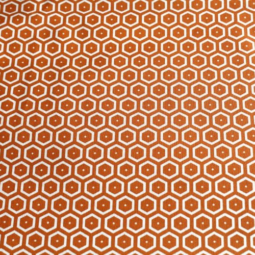 Tissu enduit graphique orange et blanc 50x70 cm