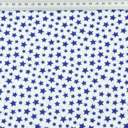 Tissu coton étoiles bleu marine et blanc  50x80 cm