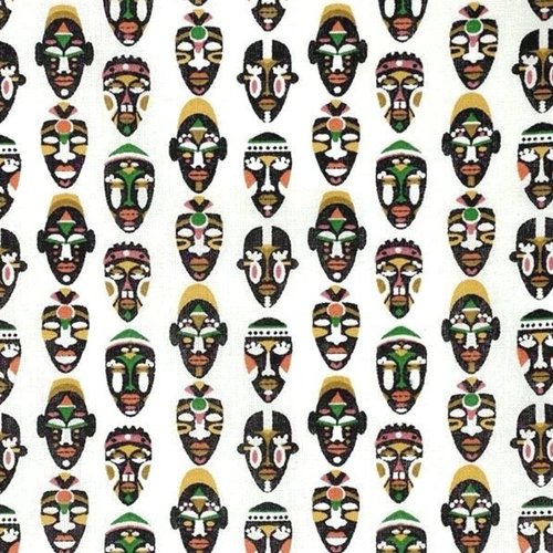 Tissu coton masques africains tribu 50x75cm