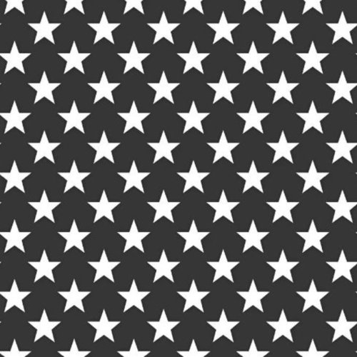 Tissu coton étoiles noir et blanc 50x72 cm