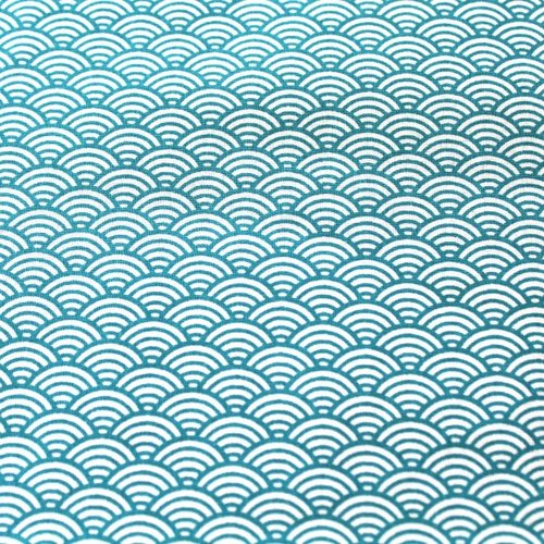 Tissu coton éventails turquoise 50x73 cm