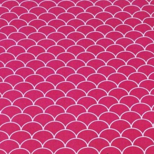 Tissu coton éventails rose fuschia 50x80 cm