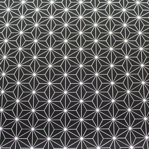 Tissu coton graphique noir et blanc 50x75 cm