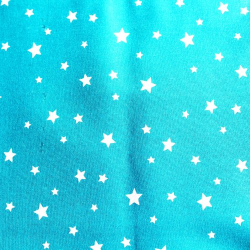 Tissu étoiles turquoise foncé et blanc 50x70 cm