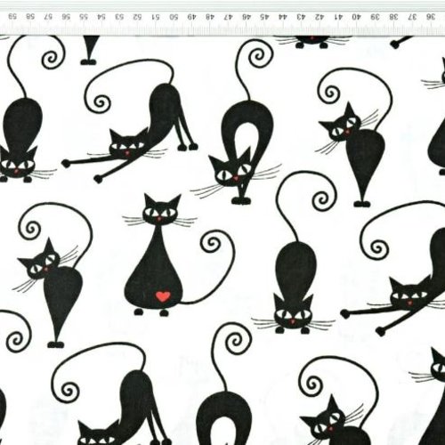 Tissu enfant chats noir et blanc  50x80 cm