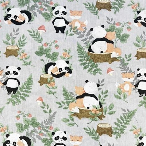 Tissu coton enfant pandas 50x80cm