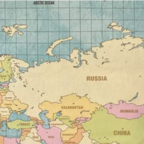Tissu atlas cartes du monde 50x70 cm