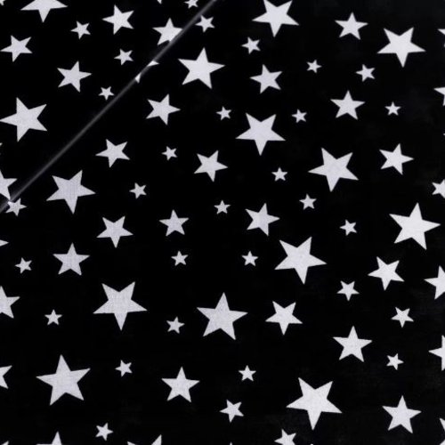 Tissu étoiles noir et blanc 50x65 cm
