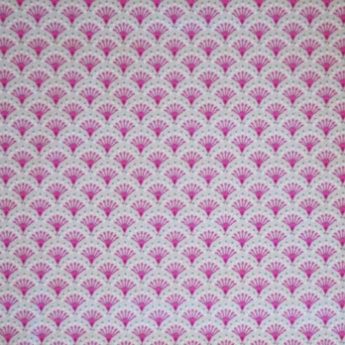Tissu coton éventails gris et rose 50x75 cm