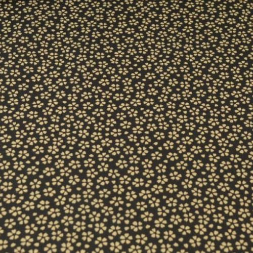 Tissu coton fleurs noir et jaune 50x70 cm