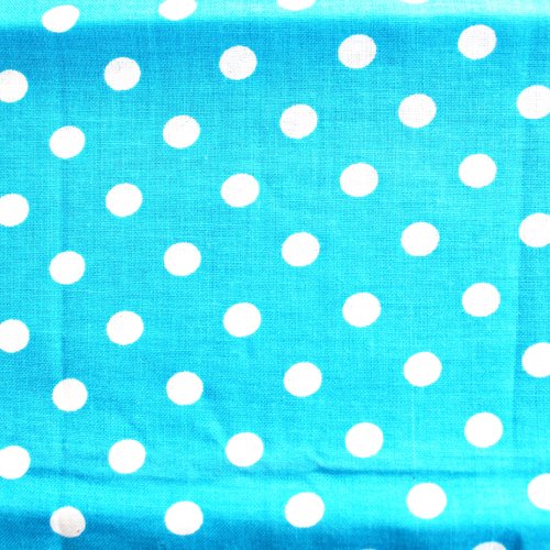Tissu coton pois turquoise et blanc 50x70 cm