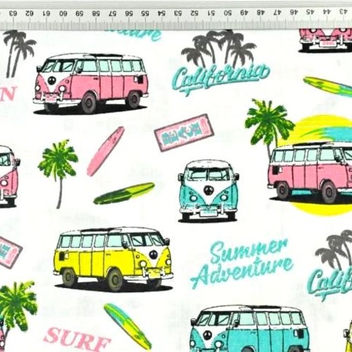 Tissu californien surf et combi 50x80 cm