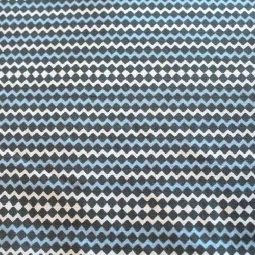 Tissu coton graphique bleu et gris  50x70 cm